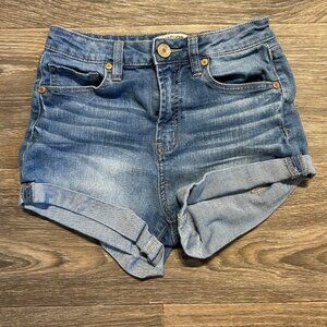Refuge Cuffed Jean Shorts Blue Mid-Rise 5-Pocket Rinse Wash Denim Size 2